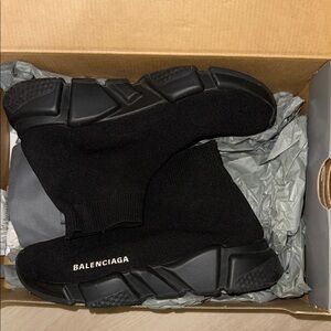 Balenciaga Black Knit High-Top Sneakers